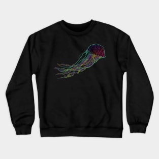 Colorful Abstract Jellyfish With Long Tentacles Crewneck Sweatshirt